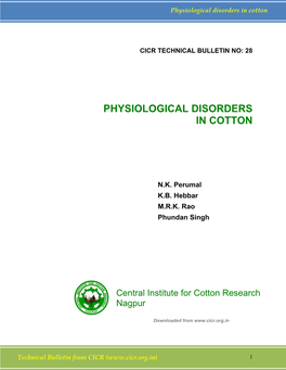 Physiological Disorders in Cotton