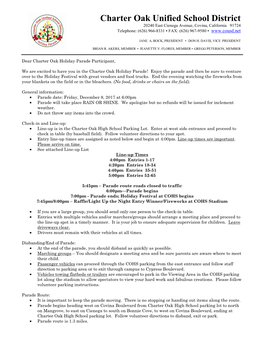 Charter Oak Unified School District 20240 East Cienega Avenue, Covina, California 91724 Telephone: (626) 966-8331 ▪ FAX: (626) 967-9580 ▪