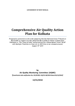 Comprehensive Air Quality Action Plan for Kolkata