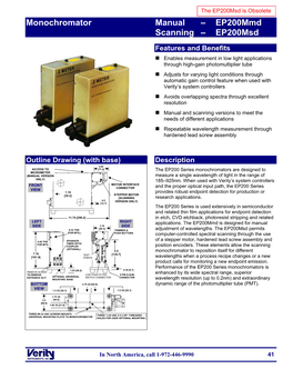 Monochromator Manual – Ep200mmd Scanning – Ep200msd