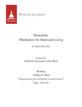 Shamatha: Meditation for Balanced Living