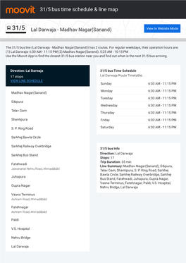 31/5 Bus Time Schedule & Line Route