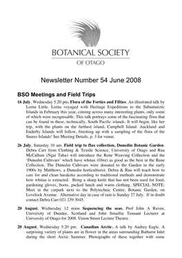 Newsletter Number 54 June 2008