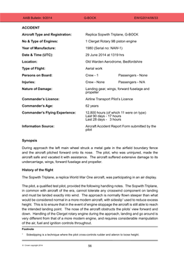 ACCIDENT Aircraft Type and Registration: Replica