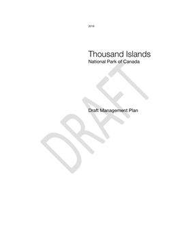 Thousand Islands National Park of Canada Draft Management Plan 2019