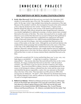 Description of Bite Mark Exonerations