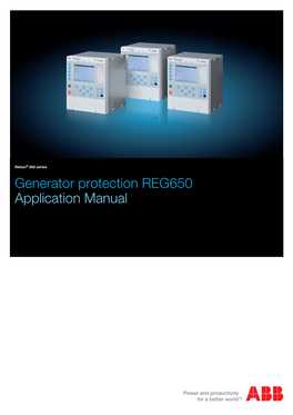 Generator Protection REG650 Application Manual