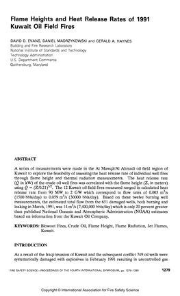 Flame Heights and Heat Release Rates of 1991 Kuwait Oil Field Fires