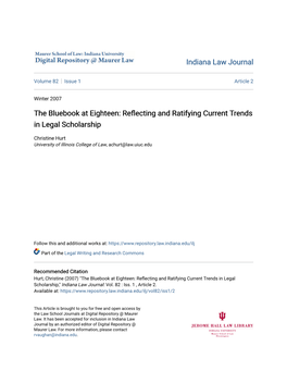 The Bluebook at Eighteen: Reflecting and Ratifying Current Trends in Legal Scholarship