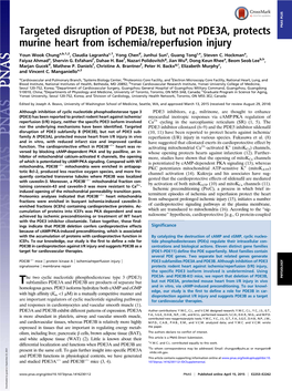 Targeted Disruption of PDE3B, but Not PDE3A, Protects Murine Heart From