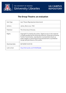 The Group Theatre: an Evaluation