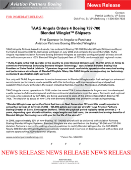 January 20, 2006 TAAG Angola Orders 4