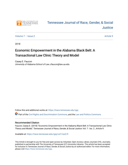 Economic Empowerment in the Alabama Black Belt: a Transactional Law Clinic Theory and Model