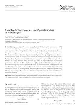 X-Ray Crystal Spectrometers and Monochromators in Microanalysis