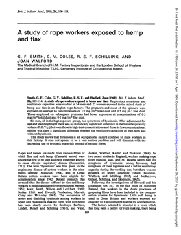 A Study of Rope Workers Exposed to Hemp and Flax