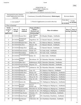 ANNEXURE 5.8 (CHAPTER V, PARA 25) FORM 9 List of Applications For