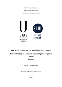 O 4º E O 3º Milénios Ane No Sítio Da Ota (Alenquer)