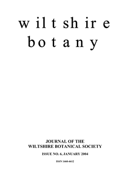 Journal of the Wiltshire Botanical Society