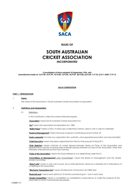 South Australian Cricket Association Incorporated