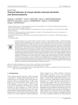 Thermal Behavior of Uranyl Selenite Minerals Derriksite and Demesmaekerite