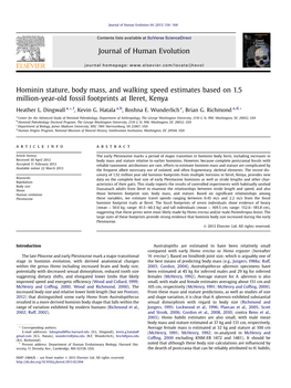 Hominin Stature, Body Mass, and Walking Speed Estimates Based on 1.5 Million-Year-Old Fossil Footprints at Ileret, Kenya