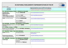 Eu National Parliaments' Representatives in the Ep