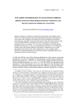 Palamite Soteriology in Augustinian Dress? Observations on Prochoros Kydones’ Writings and Translations of Works of Augustine