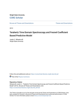 Terahertz Time Domain Spectroscopy and Fresnel Coefficient Based Predictive Model