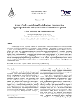 Impact of Hydrogenated Starch Hydrolysate on Glass Transition, Hygroscopic Behavior and Crystallization of Isomalt-Based Systems