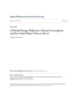 Interest Convergence and the United States' War on Terror Stephanie M