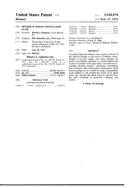 United States Patent 19 3,938,978 Hummel 45 * Feb