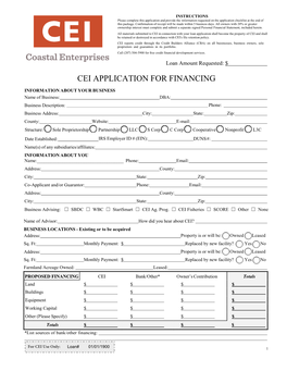 CEI Business Loan Application