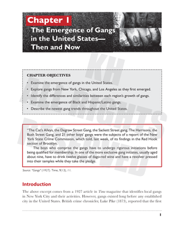 Chapter 1 the Emergence of Gangs in the United States— Then and Now