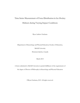 Time Series Measurement of Force Distribution in Ice Hockey Helmets