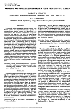 Amphibole and Pyroxene Development in Fenite From