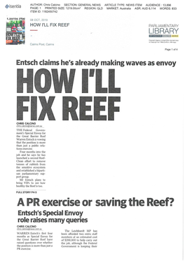 A PR Exercise Or Saving the Reef?