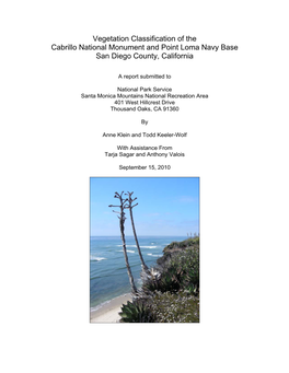 Vegetation Classification of the Cabrillo National Monument and Point Loma Navy Base San Diego County, California