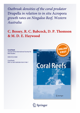 Outbreak Densities of the Coral Predator Drupella in Relation to in Situ Acropora Growth Rates on Ningaloo Reef, Western Australia