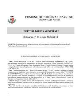 Comune Di Chiesina Uzzanese Provincia Di Pistoia