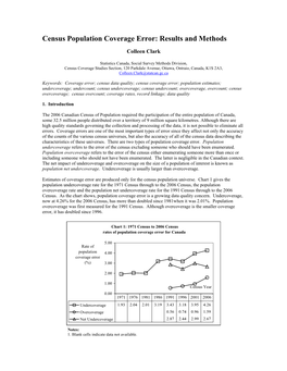 Census Population Coverage Error: Results and Methods