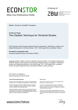 The Cladistic Technique for Territorial Studies