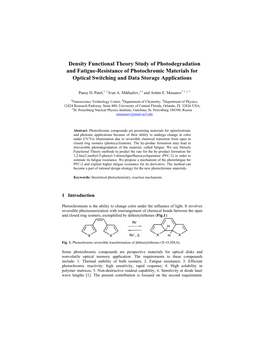 Density Functional Theory Study of Photodegradation and Fatigue-Resistance of Photochromic Materials for Optical Switching and Data Storage Applications