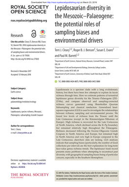 Lepidosaurian Diversity in the Mesozoic–Palaeogene: the Potential Roles Terri J