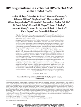 HIV Drug Resistance in a Cohort of HIV-Infected MSM in the United States