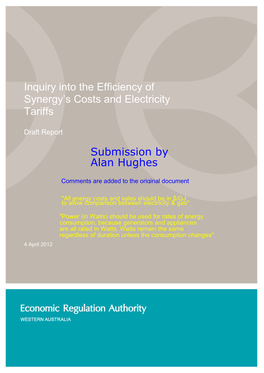 Inquiry Into the Efficiency of Synergy's Costs and Electricity Tariffs