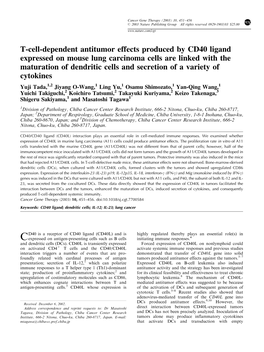 T-Cell-Dependent Antitumor Effects Produced by CD40 Ligand