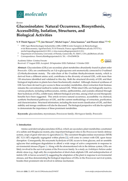 Glucosinolates: Natural Occurrence, Biosynthesis, Accessibility, Isolation, Structures, and Biological Activities