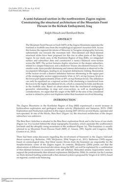 A Semi-Balanced Section in the Northwestern Zagros Region: Constraining the Structural Architecture of the Mountain Front Flexure in the Kirkuk Embayment, Iraq