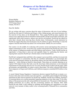 Congressional Letter to Warren Buffett