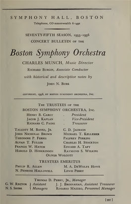 Boston Symphony Orchestra Concert Programs, Season 75, 1955-1956